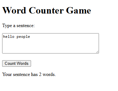 Word Counter Game Screenshot